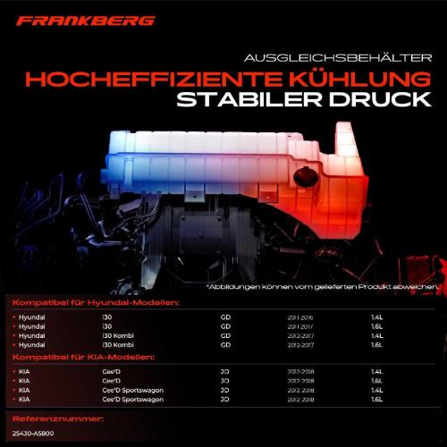 Frankberg 1x Ausgleichsbehälter Kühlmittelbehälter für Hyundai i30 Kombi GD 2007-2012 Bild Frankberg 1x Ausgleichsbehälter Kühlmittelbehälter für Hyundai i30 Kombi GD 2007-2012
