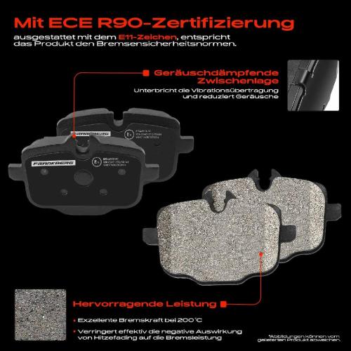 Frankberg 4x Bremsbeläge Hinterachse für BMW F10 F90 G30 F11 G31 F06 G32 F12 F13 G11 G12 2010-2025 Bild Frankberg 4x Bremsbeläge Hinterachse für BMW F10 F90 G30 F11 G31 F06 G32 F12 F13 G11 G12 2010-2025