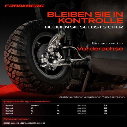 Frankberg 1x Querlenker Satz Vorderachse für Hyundai Sonata IV EF XG XG XG Stufenheck 2.7L 3.5L 3.0L 2000-2005 Bild Frankberg 1x Querlenker Satz Vorderachse für Hyundai Sonata IV EF XG XG XG Stufenheck 2.7L 3.5L 3.0L 2000-2005