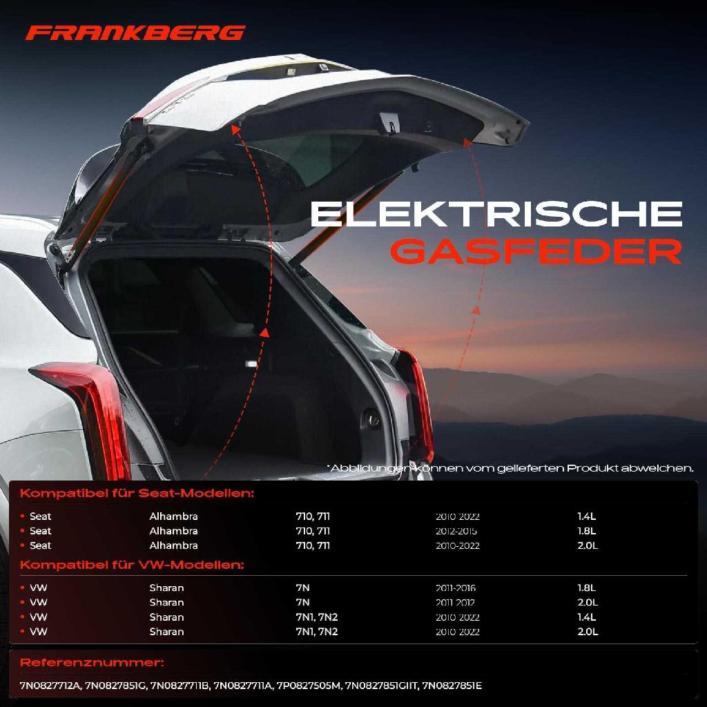 2x Gasfeder Elektrisch Heckklappe Hinten Links und Rechts für VW Sharan 7N Seat Alhambra 710 MPV