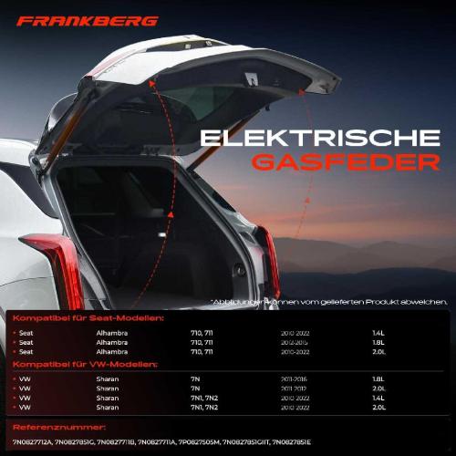 2x Gasfeder Elektrisch Heckklappe Hinten Links und Rechts für VW Sharan 7N Seat Alhambra 710 MPV Bild 2x Gasfeder Elektrisch Heckklappe Hinten Links und Rechts für VW Sharan 7N Seat Alhambra 710 MPV