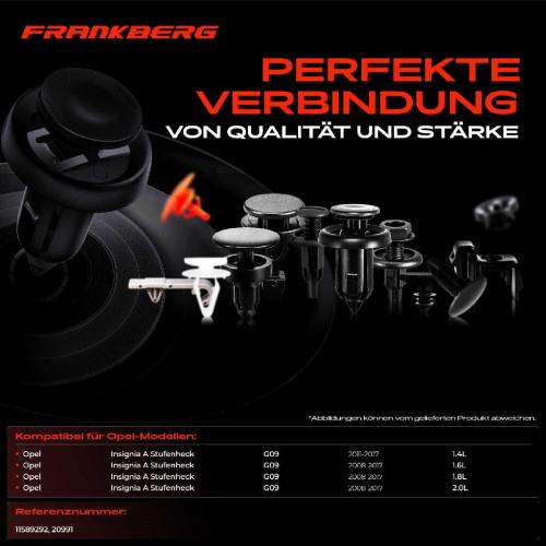 Frankberg 20x Befestigungsclips Stoßstange für Opel Insignia A Stufenheck G09 Bild Frankberg 20x Befestigungsclips Stoßstange für Opel Insignia A Stufenheck G09