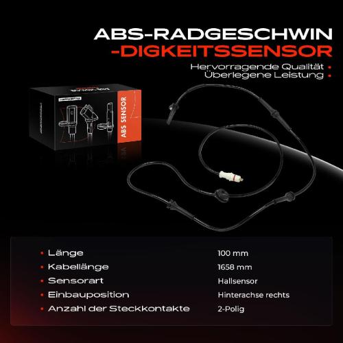 1x ABS Sensor Hinterachse rechts für Fiat Grande Punto 199 Punto 188 1.2L 1.4L 1.8L 1.9L 2002-2012 Bild 1x ABS Sensor Hinterachse rechts für Fiat Grande Punto 199 Punto 188 1.2L 1.4L 1.8L 1.9L 2002-2012