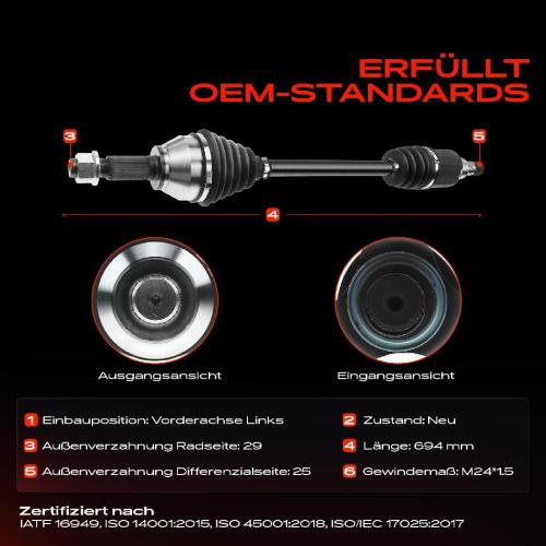 Frankberg 1x Antriebswelle Vorderachse Links für Nissan Qashqai  I J10 JJ10E NJ10 1.6L Bild Frankberg 1x Antriebswelle Vorderachse Links für Nissan Qashqai  I J10 JJ10E NJ10 1.6L