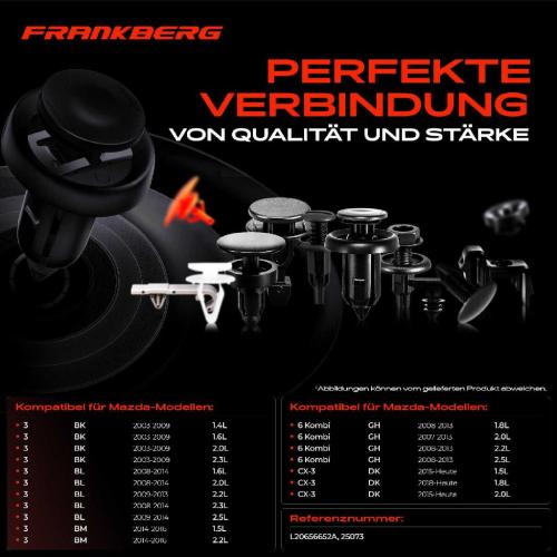 Frankberg 10x Befestigungsclips Motorhaubenstütze Stangenhalter für Mazda 6 Hatchback Kasten/Kombi Station Wagon Bild Frankberg 10x Befestigungsclips Motorhaubenstütze Stangenhalter für Mazda 6 Hatchback Kasten/Kombi Station Wagon