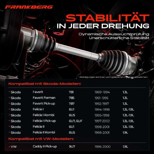 Frankberg 1x Antriebswelle Vorderachse Links f r Skoda Favorit Felicia VW Caddy 9U7 Bild Frankberg 1x Antriebswelle Vorderachse Links f r Skoda Favorit Felicia VW Caddy 9U7