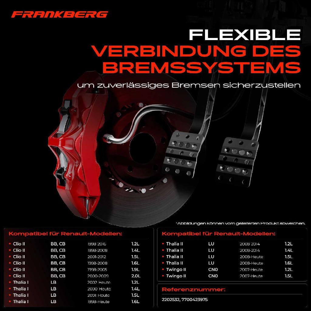 1x Bremsschlauch Bremsschläuche Vorderachse Links oder Rechts für Renault Clio II Thalia I II Twingo II