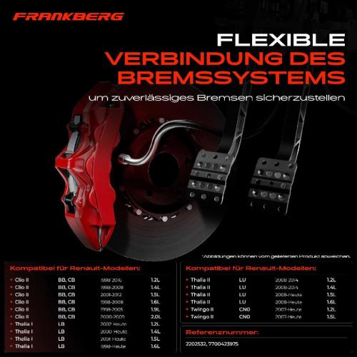 Frankberg 1x Bremsschlauch Bremsschläuche Vorderachse Links oder Rechts für Renault Clio II Thalia I II Twingo II Bild Frankberg 1x Bremsschlauch Bremsschläuche Vorderachse Links oder Rechts für Renault Clio II Thalia I II Twingo II