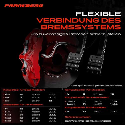 Frankberg 2x Bremsschlauch Bremsschl uche Hinterachse Links oder Rechts f r VW Golf Audi A3 Seat Leon Skoda Bild Frankberg 2x Bremsschlauch Bremsschl uche Hinterachse Links oder Rechts f r VW Golf Audi A3 Seat Leon Skoda