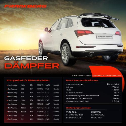 2x Gasfeder Dämpfer Heckscheibe für BMW 5er Touring E34 Kombi 1991-1997 Bild 2x Gasfeder Dämpfer Heckscheibe für BMW 5er Touring E34 Kombi 1991-1997