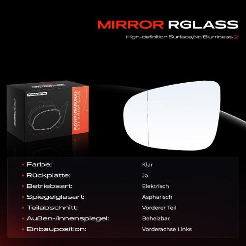 1x Spiegelglas Außenspiegel links für VW Golf VI Cabriolet 5K1 517 Touran 1T1 1T2 Bild 1x Spiegelglas Außenspiegel links für VW Golf VI Cabriolet 5K1 517 Touran 1T1 1T2