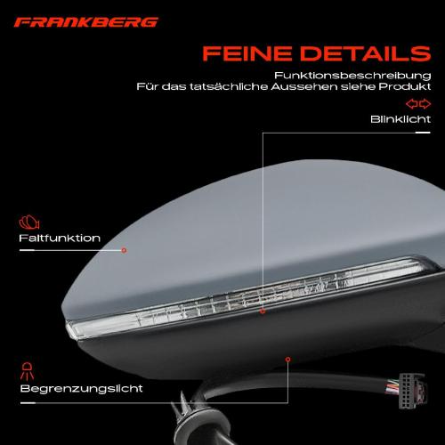 Frankberg 1x Außenspiegel Rechts für VW Golf BA5 BV5 Golf VII 5G1 BE1 BE2 BQ1 BA5 BV5 2012-2021 Bild Frankberg 1x Außenspiegel Rechts für VW Golf BA5 BV5 Golf VII 5G1 BE1 BE2 BQ1 BA5 BV5 2012-2021