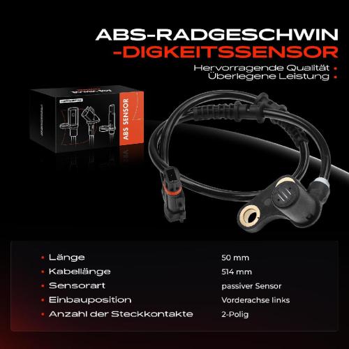 1x ABS Sensor Vorderachse links für Mercedes-Benz C-Klasse W202 C-Klasse T-Model S202 CLK C208 A208 R170 Bild 1x ABS Sensor Vorderachse links für Mercedes-Benz C-Klasse W202 C-Klasse T-Model S202 CLK C208 A208 R170