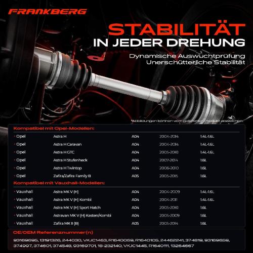 1x Antriebswelle Vorderachse Rechts für Opel Astra H A04 Zafira Family B A05 1.4L-1.6L Bild 1x Antriebswelle Vorderachse Rechts für Opel Astra H A04 Zafira Family B A05 1.4L-1.6L