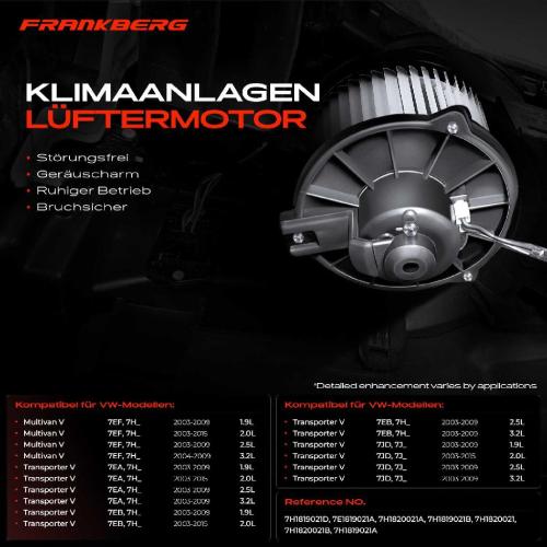 Frankberg 1x Gebläsemotor Innenraumgebläse für VW Multivan T5 7H 7E Transporter Bus T5 7J Bild Frankberg 1x Gebläsemotor Innenraumgebläse für VW Multivan T5 7H 7E Transporter Bus T5 7J
