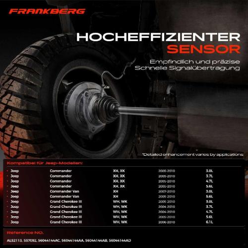 1x ABS Sensor Vorderachse beidseitig für Jeep Commander Van Grand Cherokee III 3.0L 3.7L 4.7L 2004-2010 Bild 1x ABS Sensor Vorderachse beidseitig für Jeep Commander Van Grand Cherokee III 3.0L 3.7L 4.7L 2004-2010