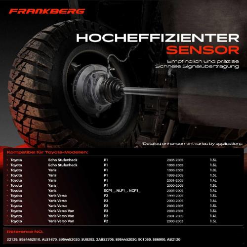 Frankberg 1x ABS Sensor vorne und hinten für Toyota Echo Stufenheck Yaris Verso Van 1.3L 1.5L 1.0L 1.4L 1999-2005 Bild Frankberg 1x ABS Sensor vorne und hinten für Toyota Echo Stufenheck Yaris Verso Van 1.3L 1.5L 1.0L 1.4L 1999-2005