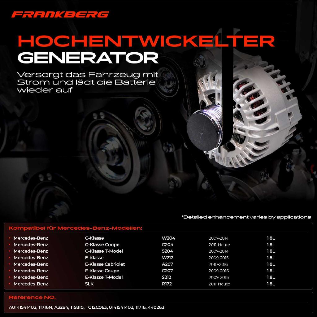 1x Lichtmaschine Generator für Mercedes-Benz W204 C204 S204 W212 A207 C207