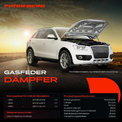 2x Gasfeder Dämpfer Motorhaube für Infiniti QX50 I SUV Bj ab 2013 Bild 2x Gasfeder Dämpfer Motorhaube für Infiniti QX50 I SUV Bj ab 2013