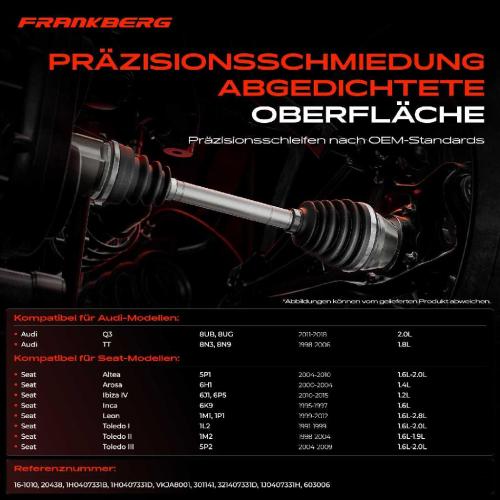 Frankberg 1x Antriebswelle Gelenksatz Vorderachse für VW Golf Audi 80 Seat Ibiza Skoda Fabia Bild Frankberg 1x Antriebswelle Gelenksatz Vorderachse für VW Golf Audi 80 Seat Ibiza Skoda Fabia