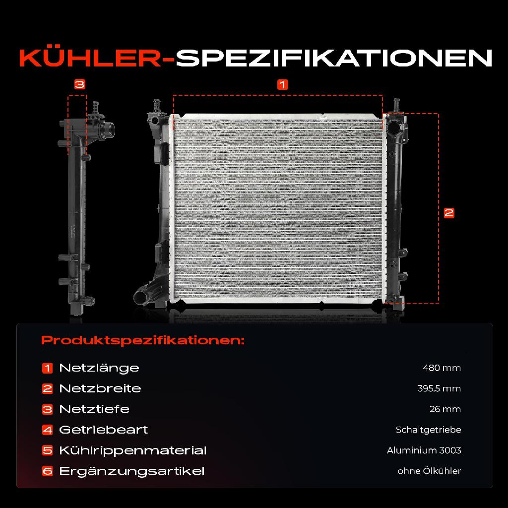 1x Kühler Wasserkühler Motorkühler für Lancia Ypsilon 312 0.9L 1.3L