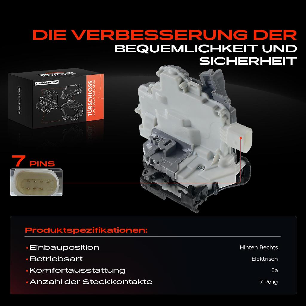 1x Türschloss Hinten Rechts für VW Passat VariantAudi Q7 Seat Ibiza IV Skoda Superb II 2005-2017