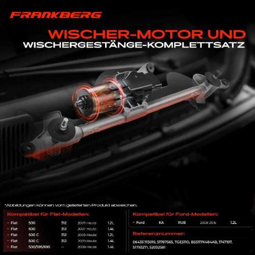 Frankberg 1x Wischerarm Scheibenwischer Vorne für Fiat 500 C 312 595/695 Ford KA RU8 Bild Frankberg 1x Wischerarm Scheibenwischer Vorne für Fiat 500 C 312 595/695 Ford KA RU8