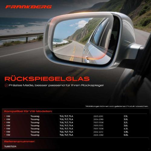1x Spiegelglas Außenspiegel links für VW Touareg 7L6 7L7 7LA 2.5L 3.2L 2002-2010 Bild 1x Spiegelglas Außenspiegel links für VW Touareg 7L6 7L7 7LA 2.5L 3.2L 2002-2010