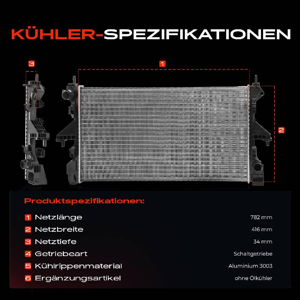 1x Kühler Wasserkühler Motorkühler für Peugeot Boxer Citroën Jumper Pritsche/Fahrgestell