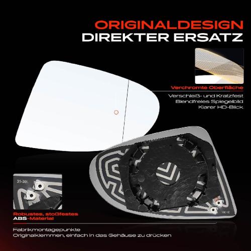 1x Spiegelglas Außenspiegel links für Audi A2 8Z0 1.2L 1.4L 1.6L 2000-2005 Bild 1x Spiegelglas Außenspiegel links für Audi A2 8Z0 1.2L 1.4L 1.6L 2000-2005