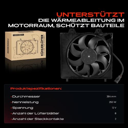 Frankberg 1x Motorkühller Einfachlüfter mit Kühlerlüfterrahmen Peugeot 208 II 2008 II CitroënC4 III Opel Bild Frankberg 1x Motorkühller Einfachlüfter mit Kühlerlüfterrahmen Peugeot 208 II 2008 II CitroënC4 III Opel