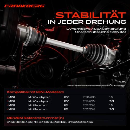 Frankberg 1x Antriebswelle Vorderachse Links f r MINI Countryman R60 Paceman R61 Bild Frankberg 1x Antriebswelle Vorderachse Links f r MINI Countryman R60 Paceman R61
