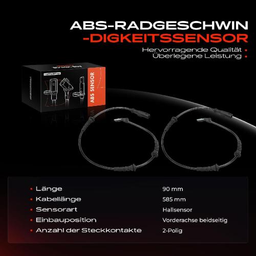 2x ABS Sensor Vorne für Dacia Logan Express MCV Pick-up Sandero Renault Clio III Grandtour Bild 2x ABS Sensor Vorne für Dacia Logan Express MCV Pick-up Sandero Renault Clio III Grandtour