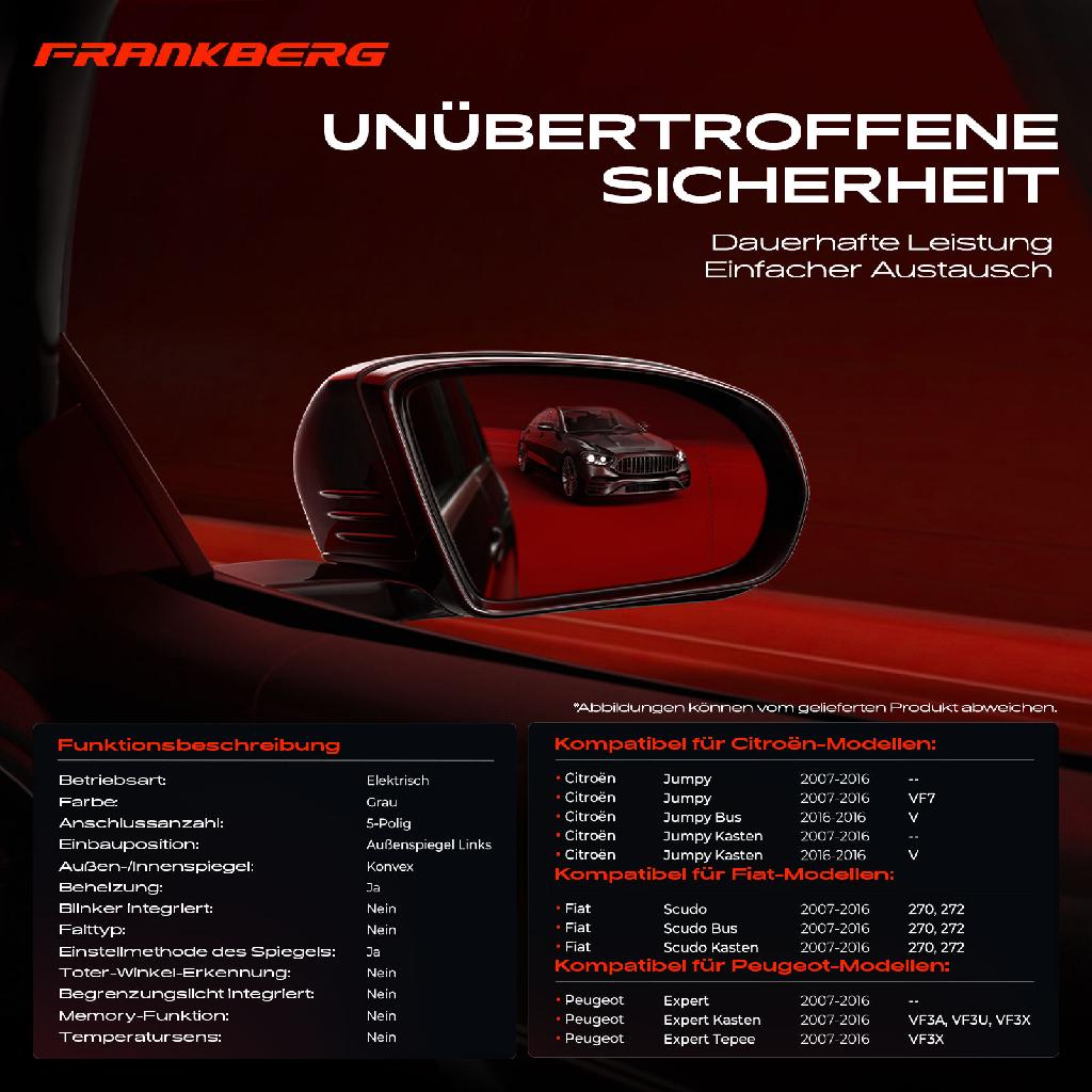 1x Außenspiegel Links für Citroën Jumpy Kasten Fiat Scudo Bus Pritsche Peugeot Expert