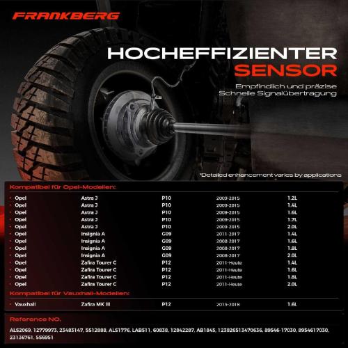Frankberg 1x ABS Sensor Vorderachse beidseitig für Opel Astra J Caravan Stufenheck Insignia A Country Tourer Sports Bild Frankberg 1x ABS Sensor Vorderachse beidseitig für Opel Astra J Caravan Stufenheck Insignia A Country Tourer Sports