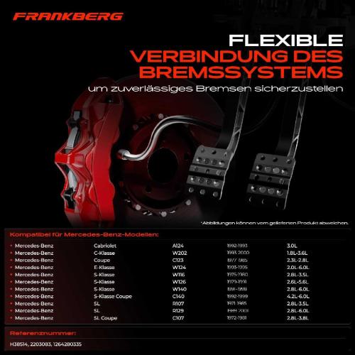 2x Bremsschlauch Bremsschläuche Hinterachse Links oder Rechts für Mercedes-Benz W202 A124 C123 W116 W126 W140 Bild 2x Bremsschlauch Bremsschläuche Hinterachse Links oder Rechts für Mercedes-Benz W202 A124 C123 W116 W126 W140