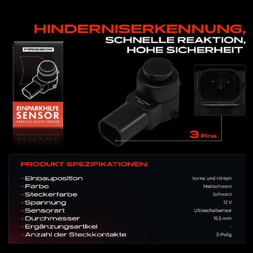 Frankberg 1x Parksensor PDC Sensor Vorne und Hinten für Opel Astra J P10 Corsa S07 Insignia Bild Frankberg 1x Parksensor PDC Sensor Vorne und Hinten für Opel Astra J P10 Corsa S07 Insignia
