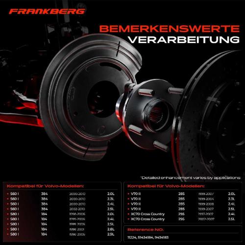 Frankberg 2x Ankerblech Bremsscheibe Hinterachse Beidseitig für Volvo S60 384 S80 184 V70 285 P80 SW XC70 Bild Frankberg 2x Ankerblech Bremsscheibe Hinterachse Beidseitig für Volvo S60 384 S80 184 V70 285 P80 SW XC70