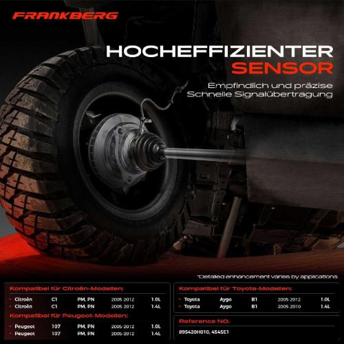 Frankberg 1x ABS Sensor Vorderachse beidseitig für Citroën C1 Peugeot 107 Toyota Aygo 1.0L 1.4L 2005-2012 Bild Frankberg 1x ABS Sensor Vorderachse beidseitig für Citroën C1 Peugeot 107 Toyota Aygo 1.0L 1.4L 2005-2012