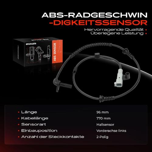 1x ABS Sensor Vorderachse links für Chevrolet Aveo Schrägheck Stufenheck 1.2L 1.4L 1.6L Bj ab 2011 Bild 1x ABS Sensor Vorderachse links für Chevrolet Aveo Schrägheck Stufenheck 1.2L 1.4L 1.6L Bj ab 2011