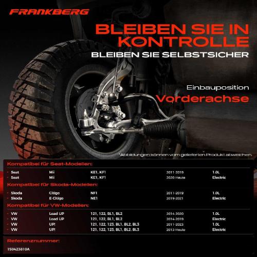 Frankberg 2x Spurstange Vorderachse für VW Load UP UP! Seat Mii Skoda Citigo E-Citigo 1.0L Bj ab 2011 Bild Frankberg 2x Spurstange Vorderachse für VW Load UP UP! Seat Mii Skoda Citigo E-Citigo 1.0L Bj ab 2011