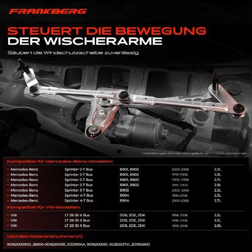 Frankberg 1x Wischergestänge Vorne für VW LT 28-35 II 28-46 II Mercedes-Benz Sprinter 2-T 3-T 4-T Bild Frankberg 1x Wischergestänge Vorne für VW LT 28-35 II 28-46 II Mercedes-Benz Sprinter 2-T 3-T 4-T