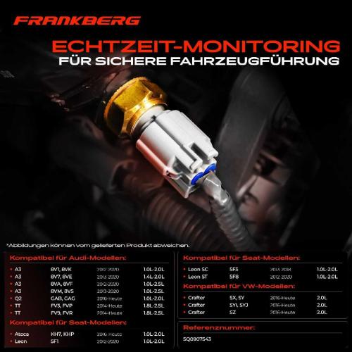 Frankberg 1x Kühlmitteltemperatur Sensor Temperatursensor für VW Golf Passat Audi Seat Skoda Bild Frankberg 1x Kühlmitteltemperatur Sensor Temperatursensor für VW Golf Passat Audi Seat Skoda