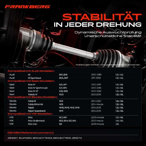 1x Antriebswelle Vorderachse Links für VW Polo 6C1 6R1 Skoda Fabia III NJ3 NJ5 Audi A1 Seat Ibiza Bild 1x Antriebswelle Vorderachse Links für VW Polo 6C1 6R1 Skoda Fabia III NJ3 NJ5 Audi A1 Seat Ibiza