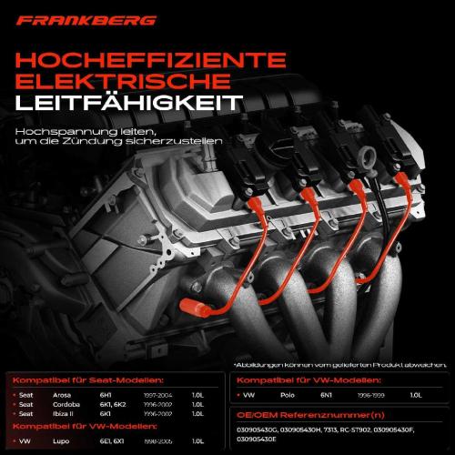 5x Zündleitungssatz Zündkabel für VW Polo Seat Arosa 6H1 Cordoba 6K1 Ibiza II Bild 5x Zündleitungssatz Zündkabel für VW Polo Seat Arosa 6H1 Cordoba 6K1 Ibiza II