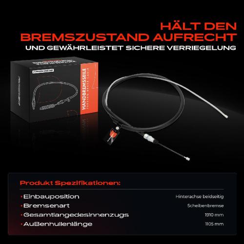 1x Seilzug Feststellbremse Hinterachse beidseitig für Citroën C3 SX Peugeot 207 WA 208 CA 2008 Bild 1x Seilzug Feststellbremse Hinterachse beidseitig für Citroën C3 SX Peugeot 207 WA 208 CA 2008