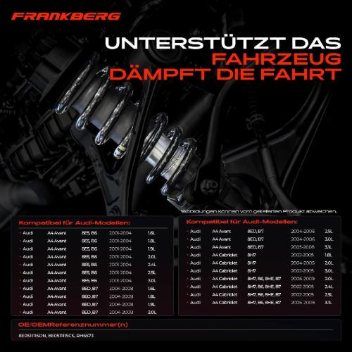 Frankberg 2x Fahrwerksfeder Hinterachse für Audi A4 8E5 B6 8ED B7 8H7 8H7 B6 8HE B7 2001-2009 Bild Frankberg 2x Fahrwerksfeder Hinterachse für Audi A4 8E5 B6 8ED B7 8H7 8H7 B6 8HE B7 2001-2009