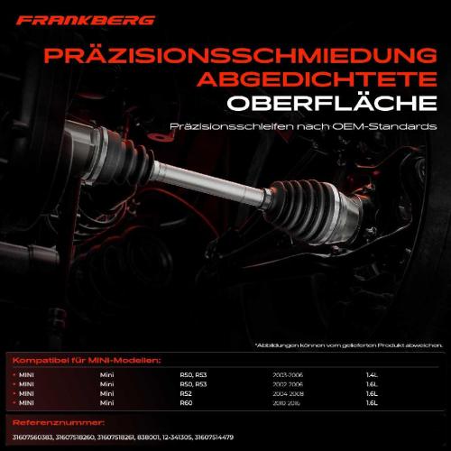 Frankberg 1x Antriebswelle Gelenksatz Vorderachse für MINI Mini R50 R53 Cabriolet R52 Cooper One D Bild Frankberg 1x Antriebswelle Gelenksatz Vorderachse für MINI Mini R50 R53 Cabriolet R52 Cooper One D