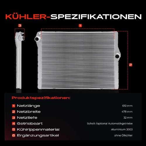 1x Kühler Wasserkühler Motorkühler für BMW 6 Gran Coupe F06 6er Cabriolet F12 F13 F10 Bild 1x Kühler Wasserkühler Motorkühler für BMW 6 Gran Coupe F06 6er Cabriolet F12 F13 F10