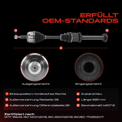 1x Antriebswelle Vorderachse Rechts für VW Multivan V Transporter V 2.5L 2003-2009 Bild 1x Antriebswelle Vorderachse Rechts für VW Multivan V Transporter V 2.5L 2003-2009